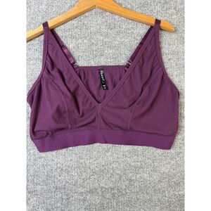 Torrid Ribbed Bralette Size 3 Purple Wireless Adjustable Straps Comfort Bra